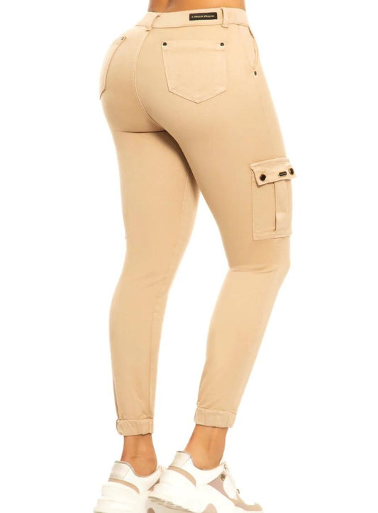 Khaki Push Up Jogger Pants