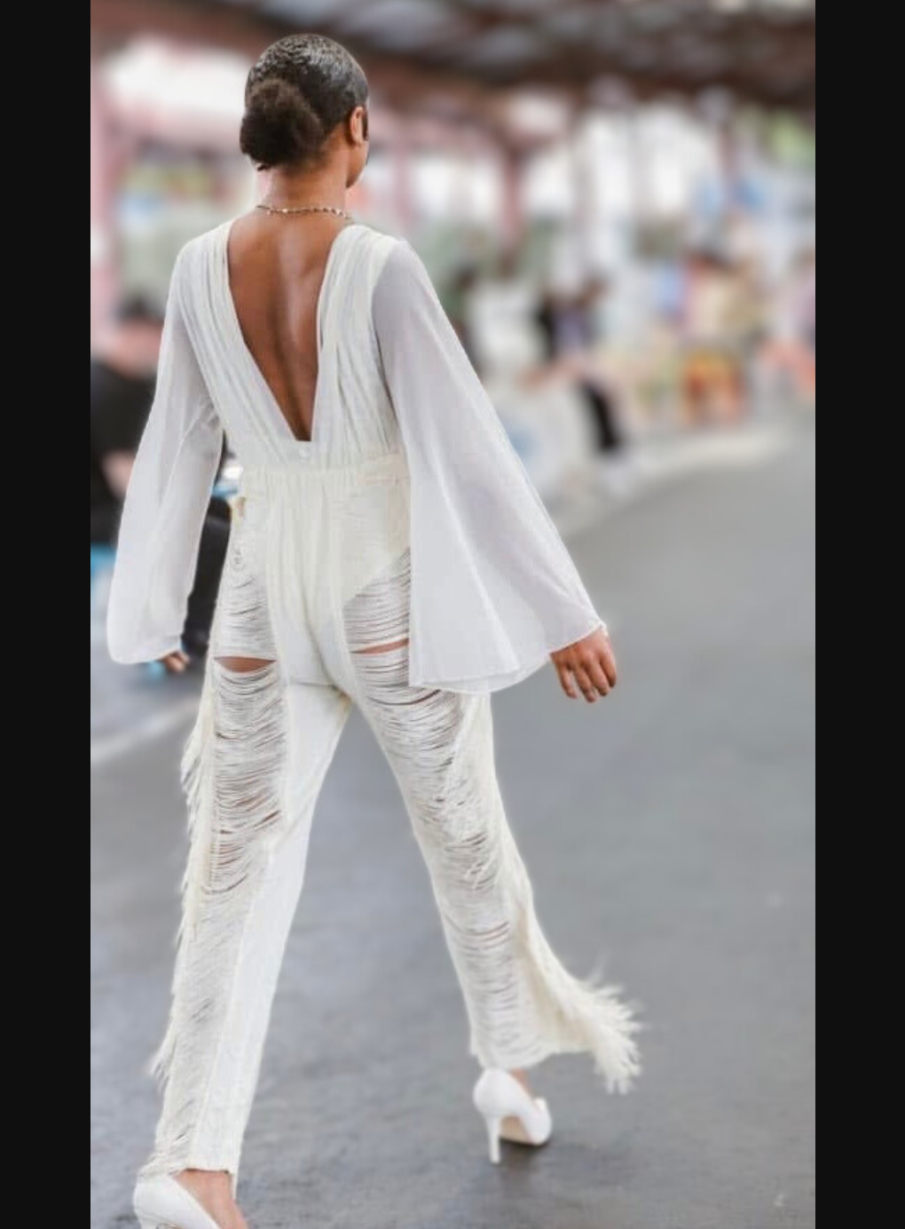 Fringe Trim Drawstring Waist Pants