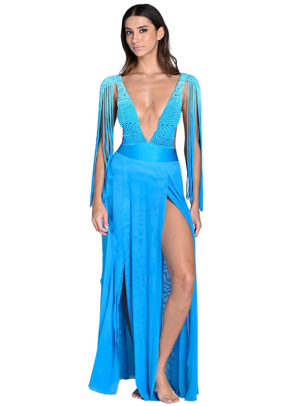 Aurora Elegance Fringe Gown