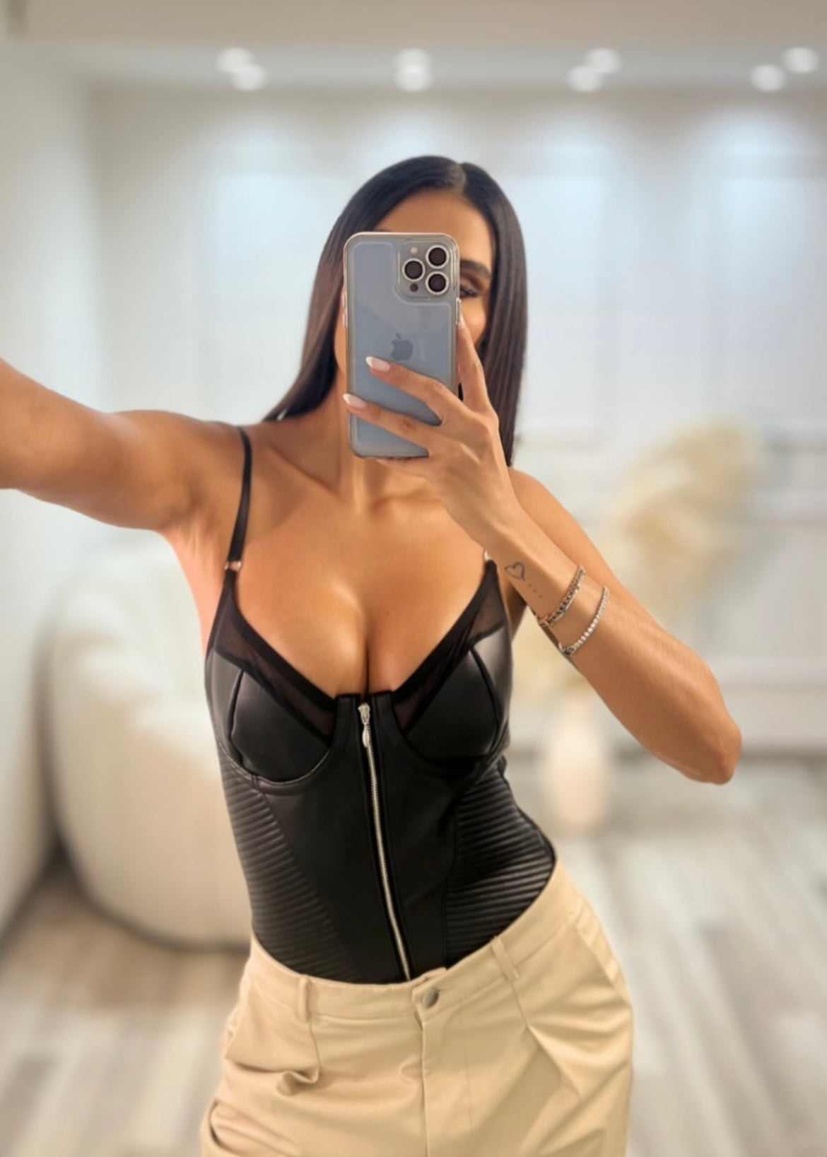 Rebeca Leather Look Bodysuit