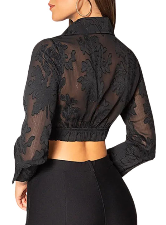 Amazonia Embroidered Tull Crop Blouse