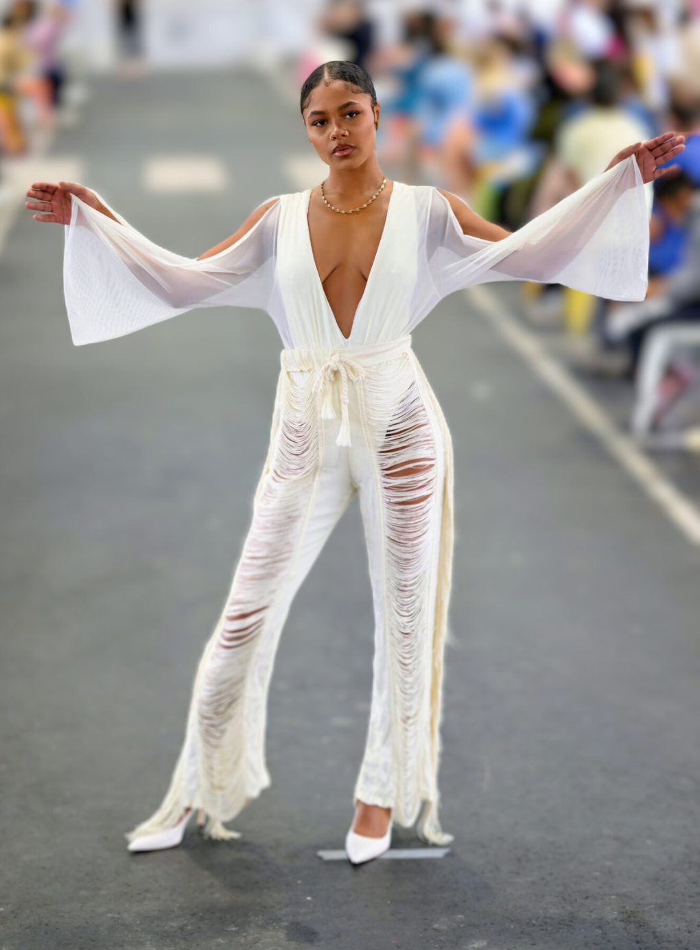 Fringe Trim Drawstring Waist Pants