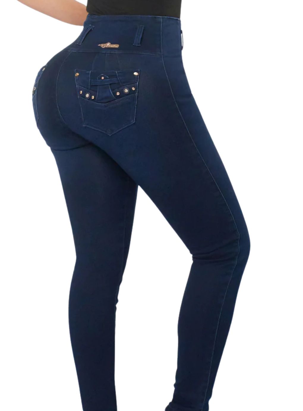 High-Waisted Embellished Back Jeans