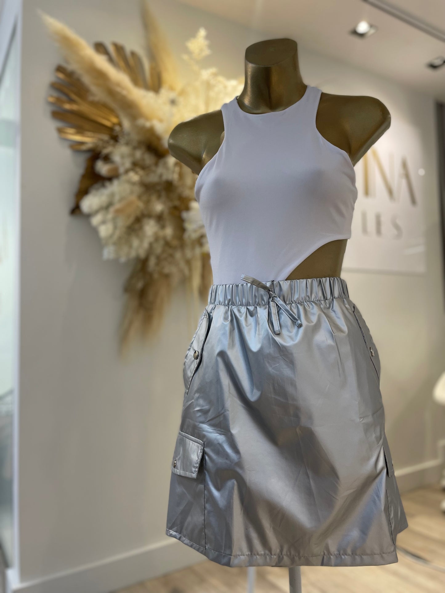 Metallic Cargo Skirt