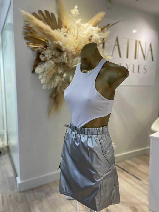 Metallic Cargo Skirt