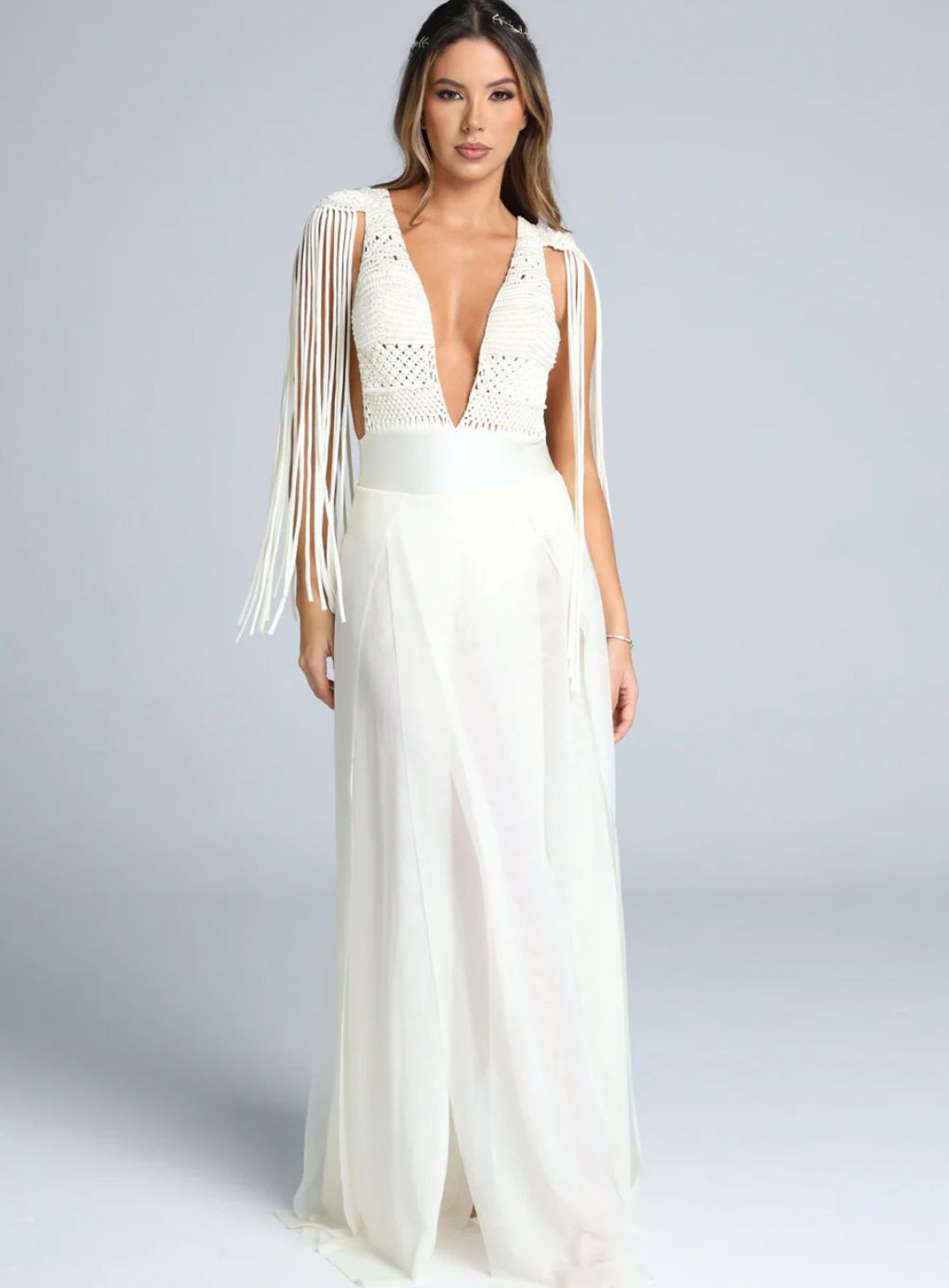 Aurora Elegance Fringe Gown