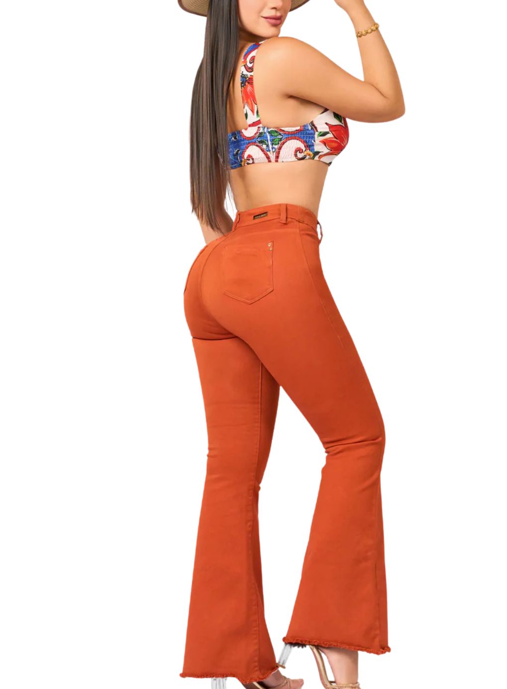 Burnt Orange Flared Jeans