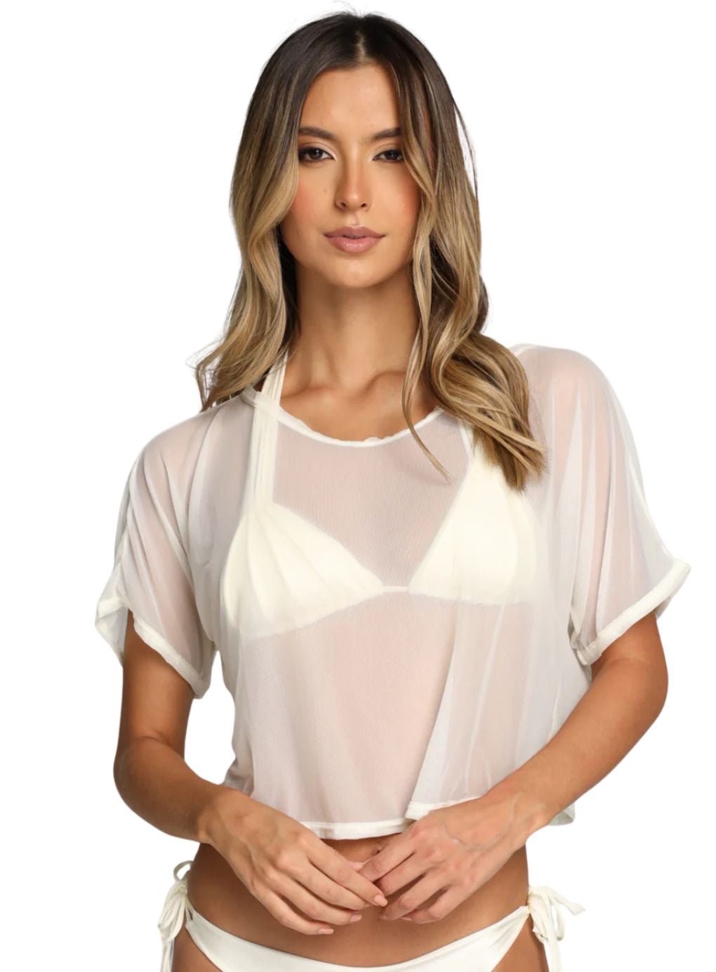 MESH SHORT-SLEEVE CROP TOP VIBRANCE