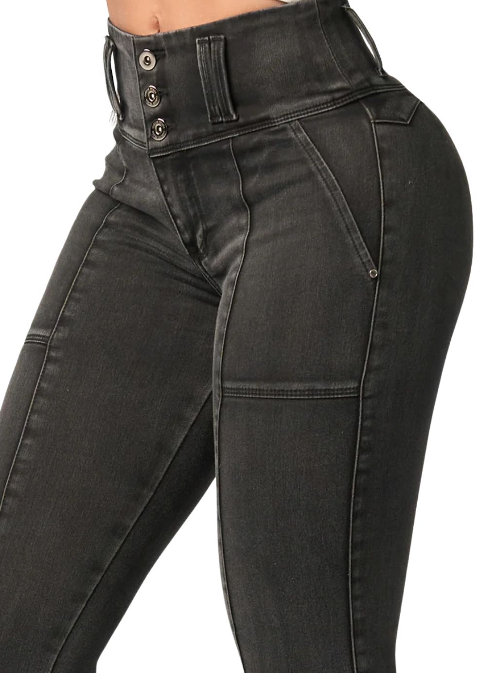 High-Waisted Grey Skinny Jeans