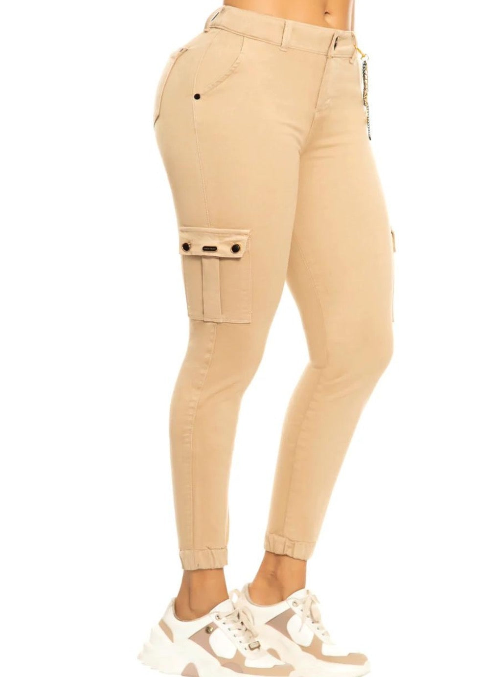 Khaki Push Up Jogger Pants