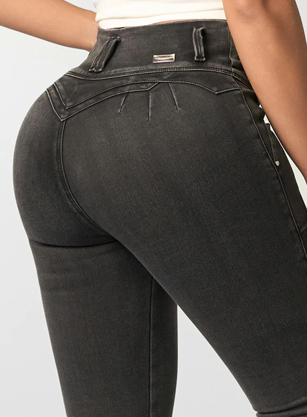 High-Waisted Grey Skinny Jeans