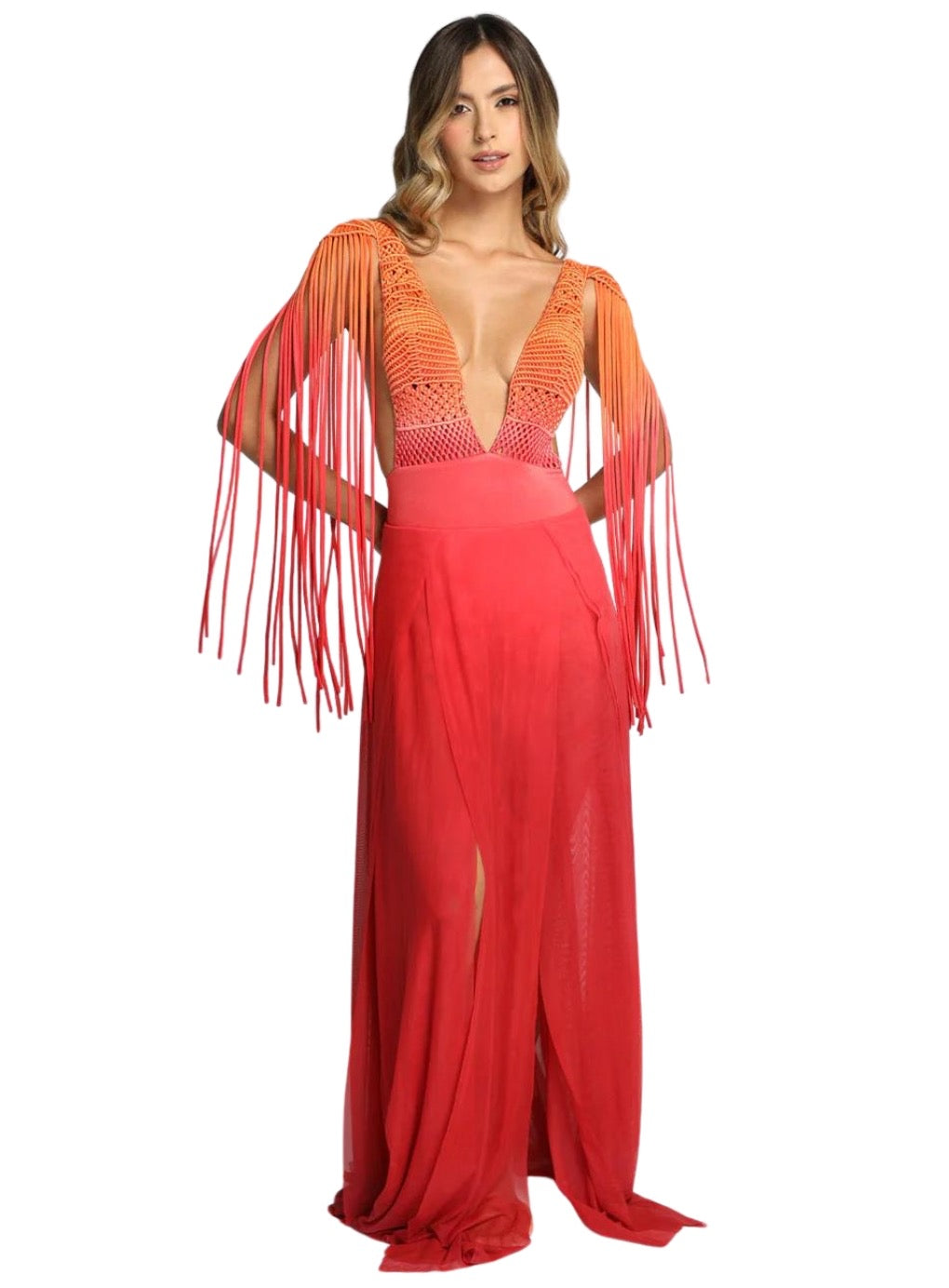 Aurora Elegance Fringe Gown