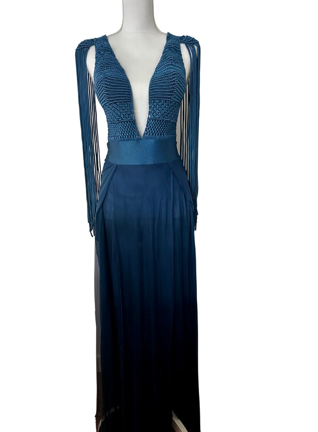 Aurora Elegance Fringe Gown