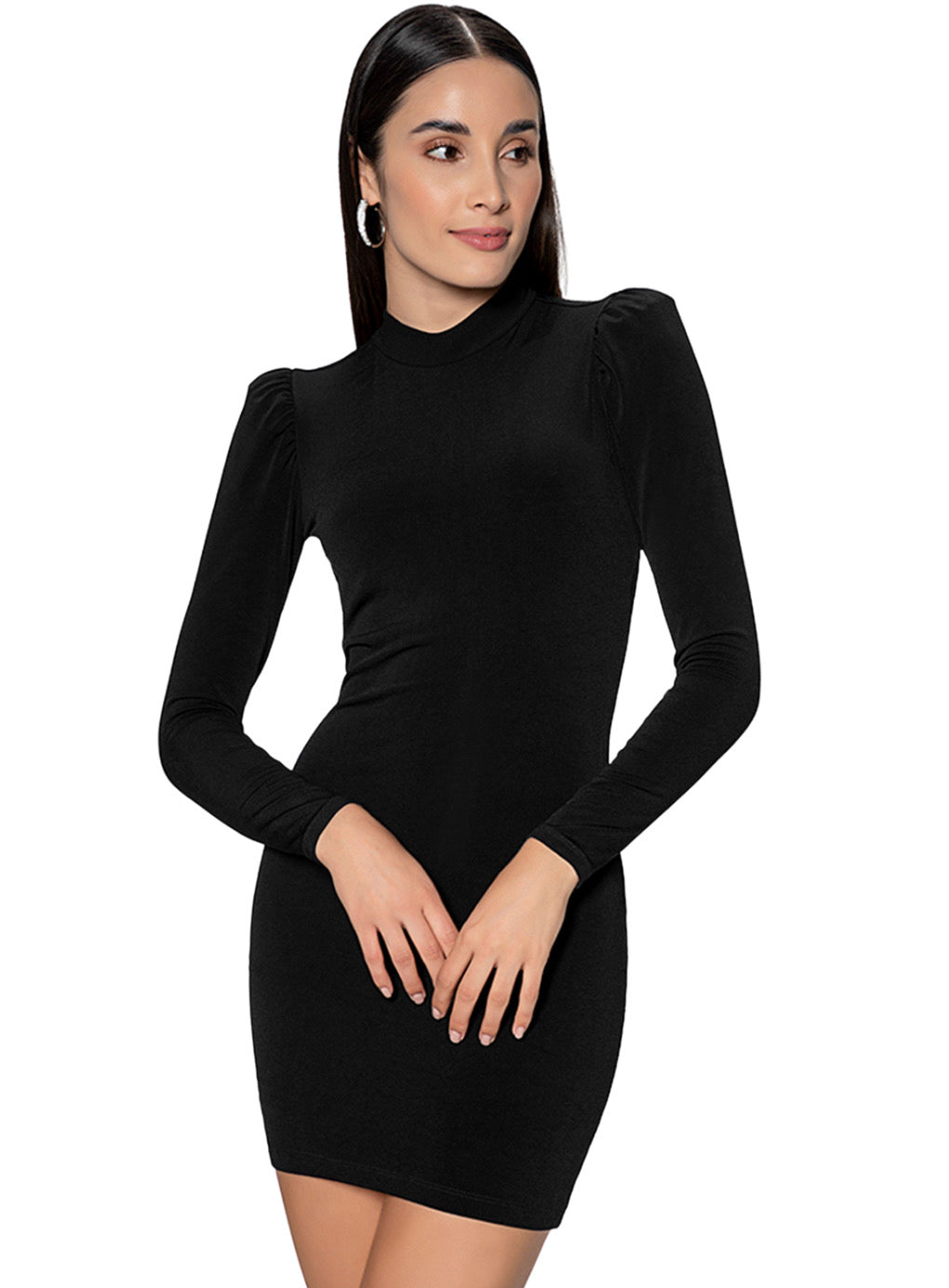 Jeweled Back Long Sleeve Mini Dress