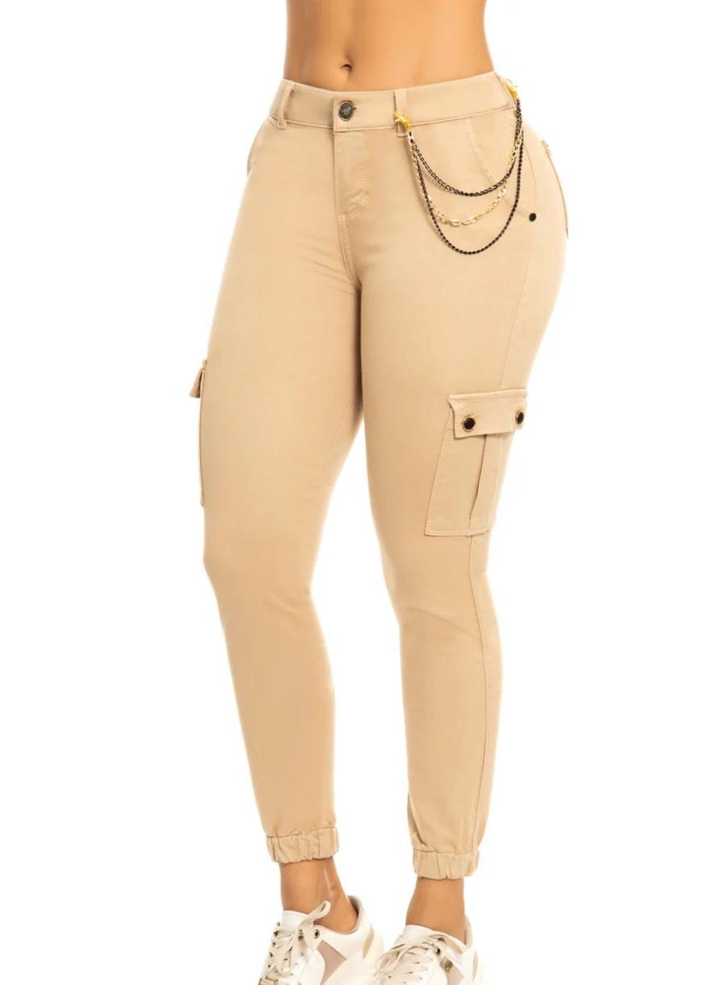 Khaki Push Up Jogger Pants
