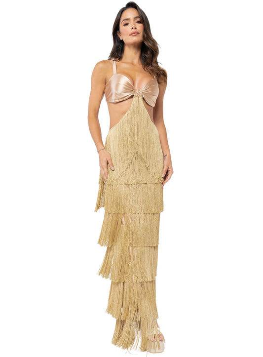 Fringed Luxe Maxi Dress