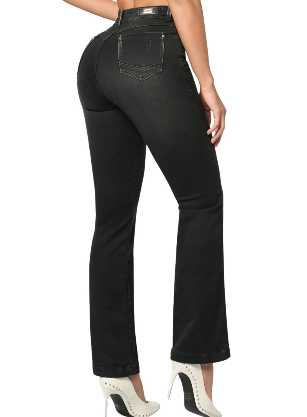 Grey Luxe Straight-Leg High-Waist Jeans