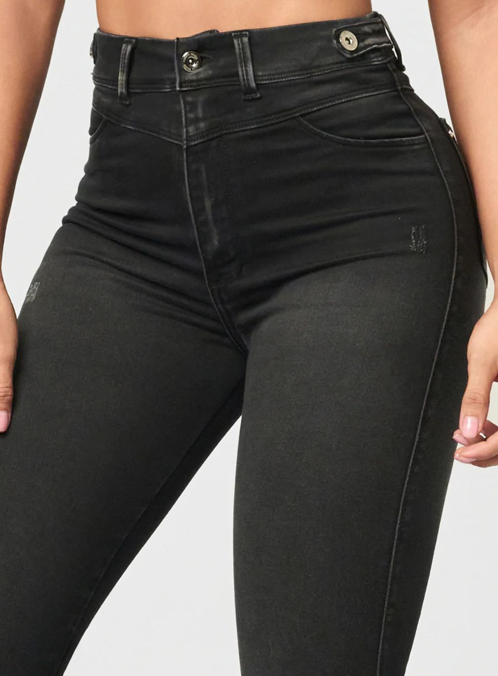 Grey Luxe Straight-Leg High-Waist Jeans