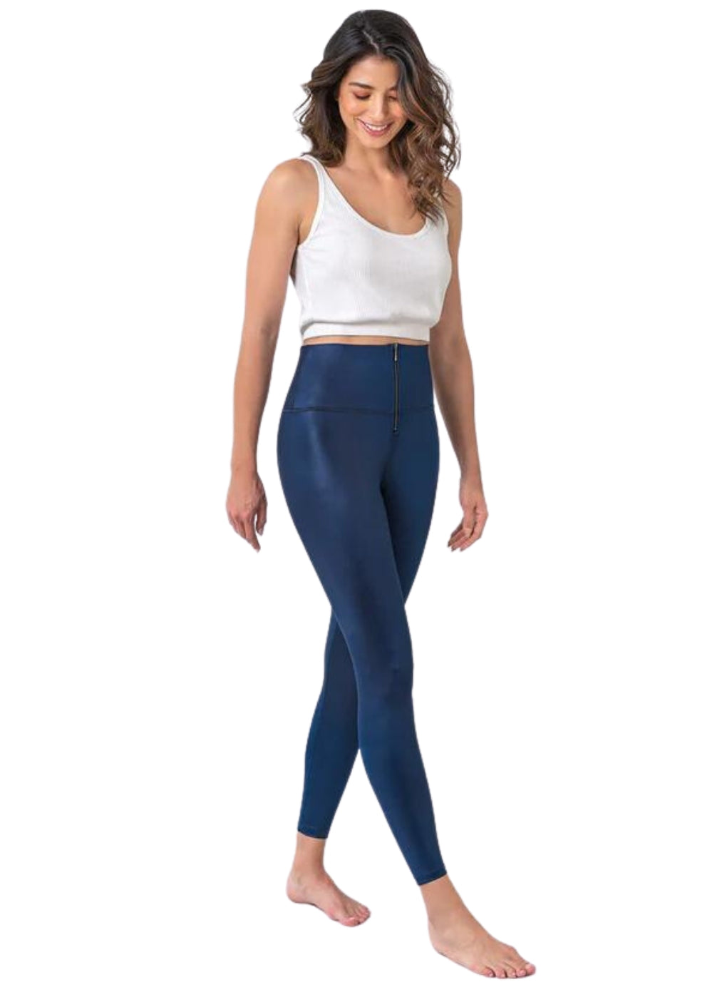 Leather Look Zip-Front Sculpting Legging