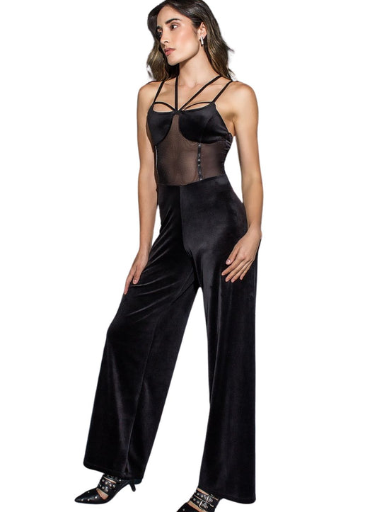 Velvet Allure Corset Jumpsuit