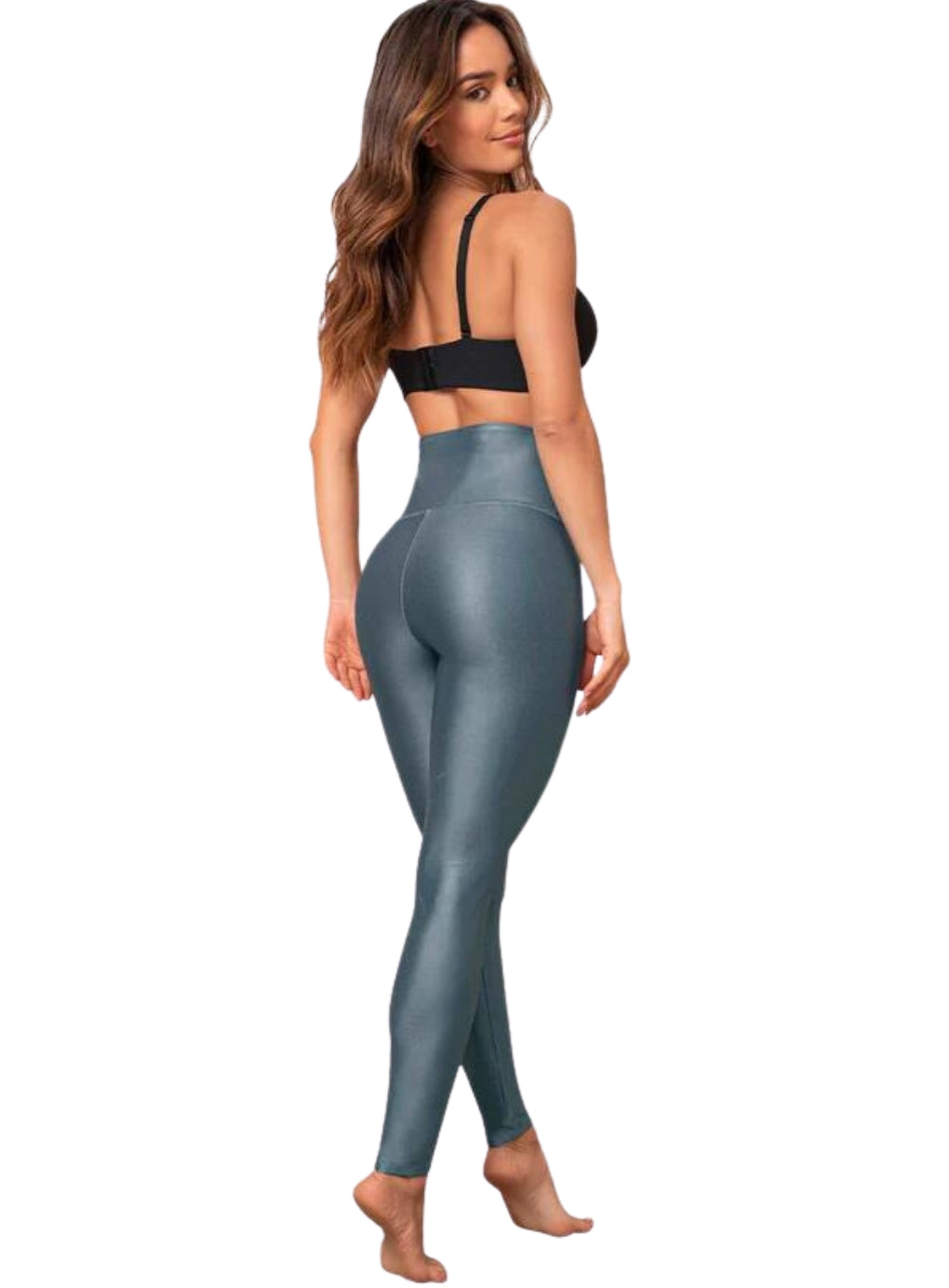 Leather Look Zip-Front Sculpting Legging