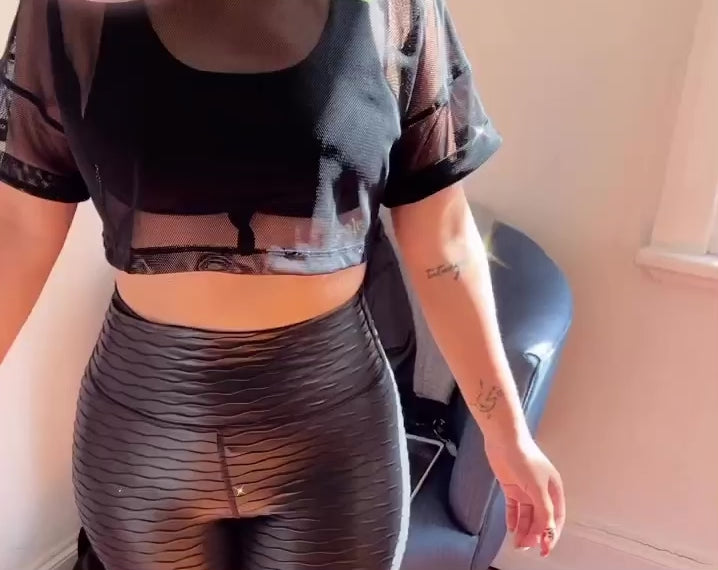 Latina Styles Leather Look Scrunched Leggings