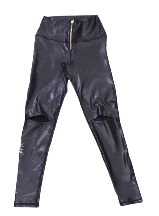 Wet Look Leggings Ripped Knee