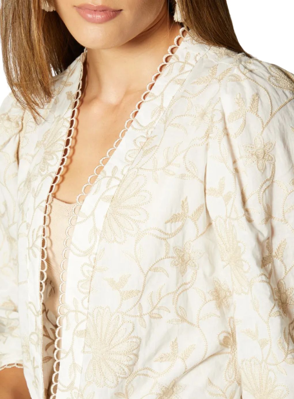 Rose Embroidered Beach Kimono