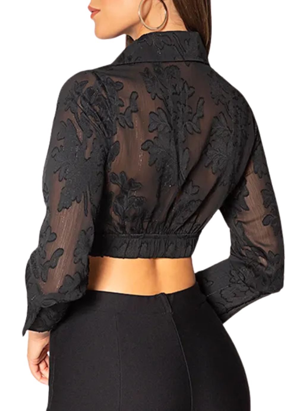 Amazonia Embroidered Tull Crop Blouse