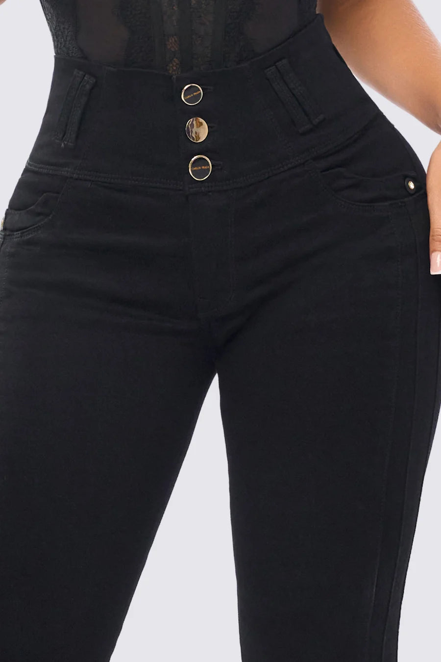 High Waisted Basic Black Push Up Denim