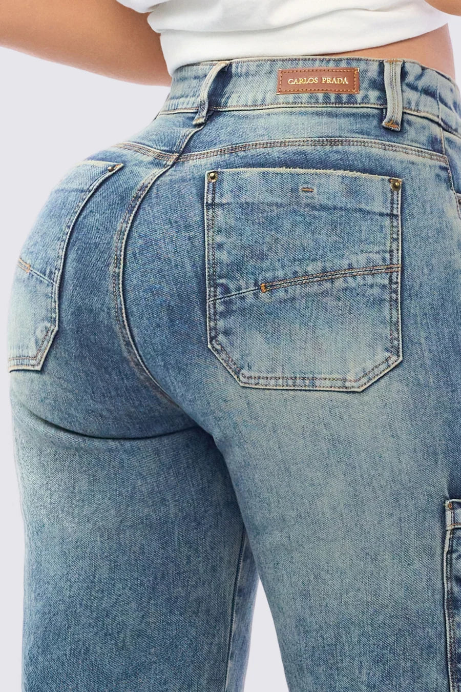 Mid-Rise Straight-Leg Cargo Jeans