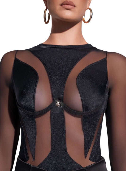 Expandida Cutout Tulle Bodysuit