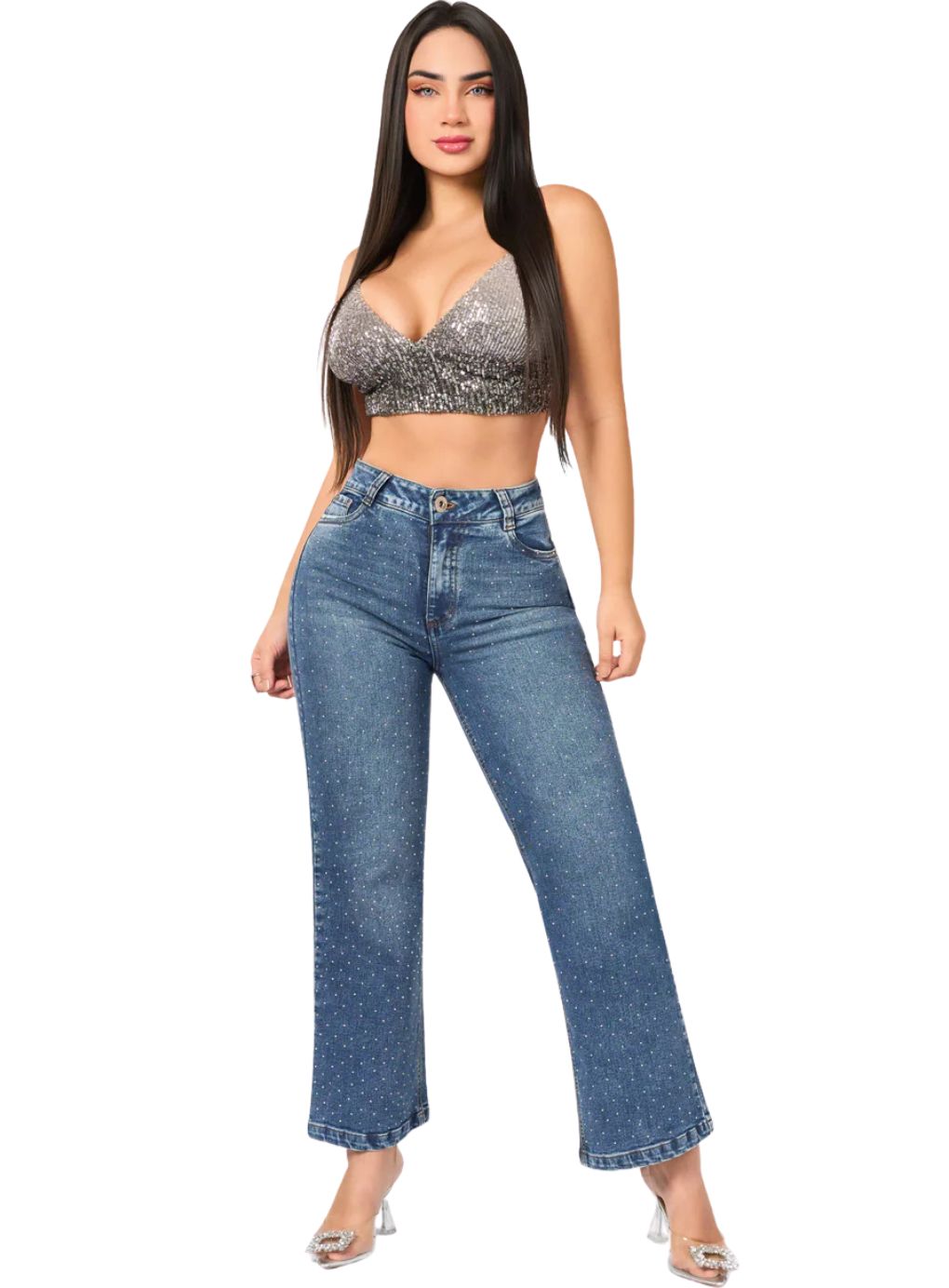 Nova Rhinestone Straight Jeans