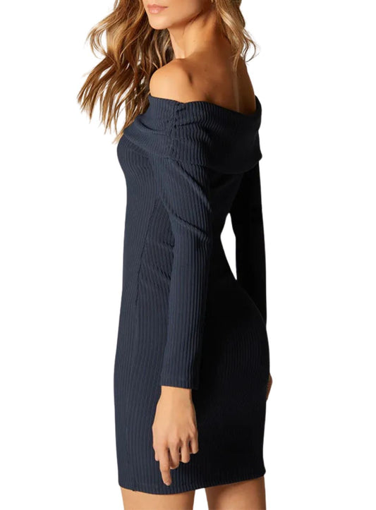 Off-Shoulder Long Sleeve Mini Dress