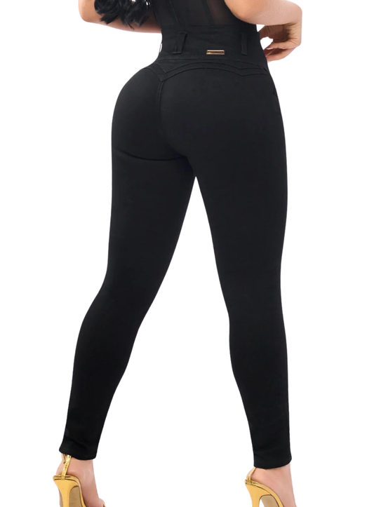 High Waisted Basic Black Push Up Denim