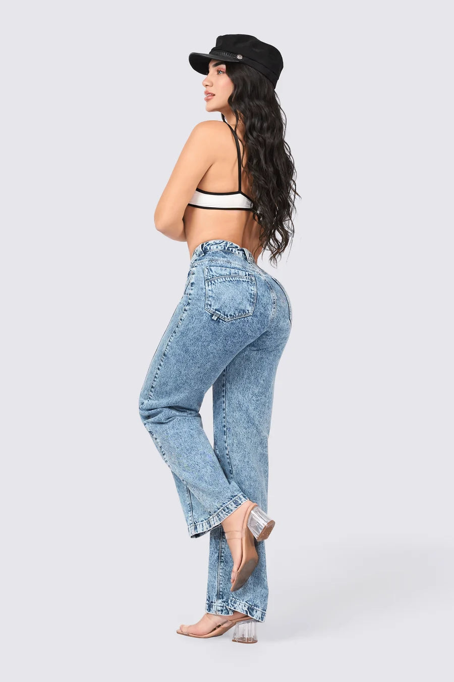 Acid Wash Straight Leg Jean