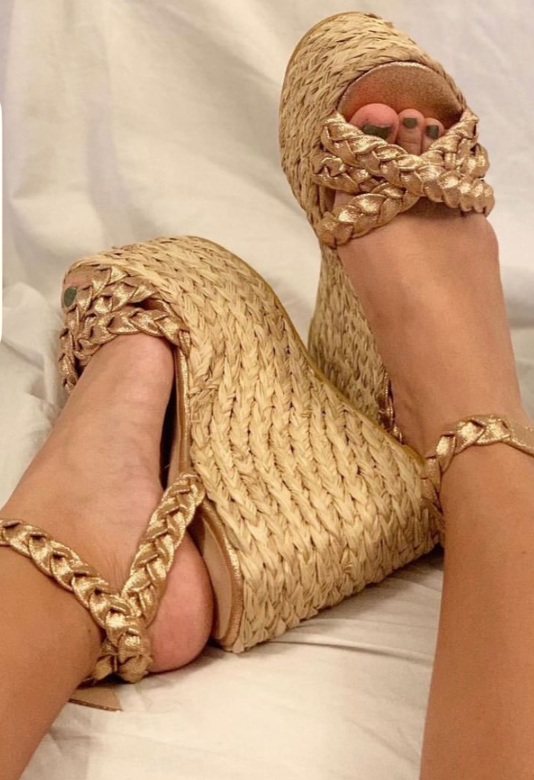 golden braided plataforms spandriles shoes handmade in colombia