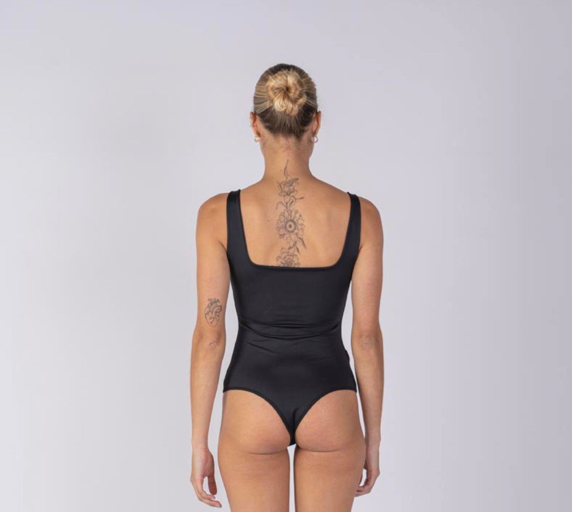 Deep Illusion Neckline Transparency Bodysuit