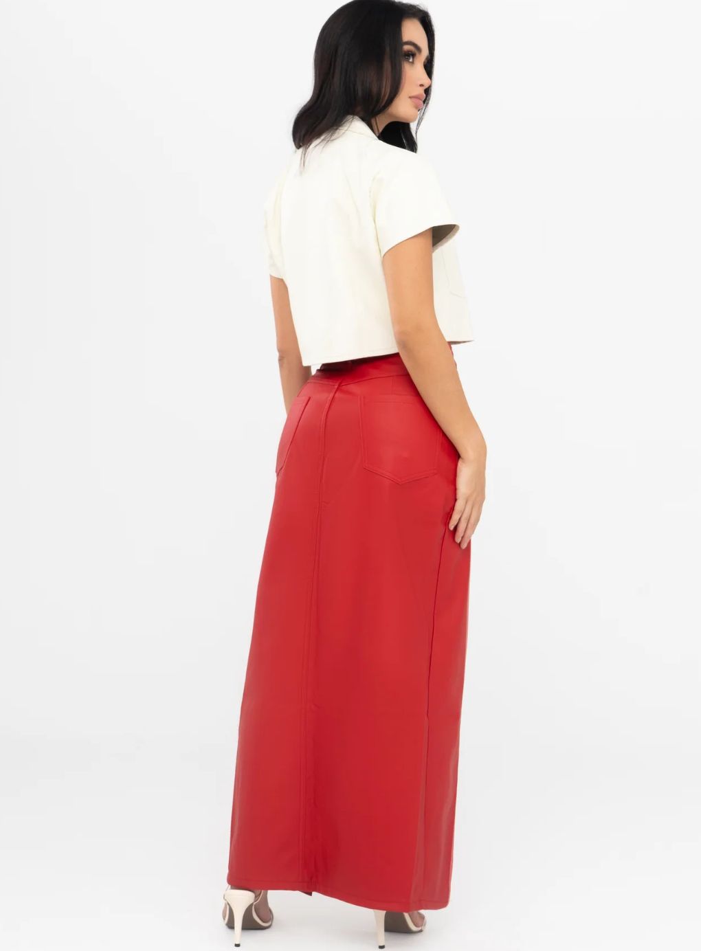 Leather Look Long Skirt