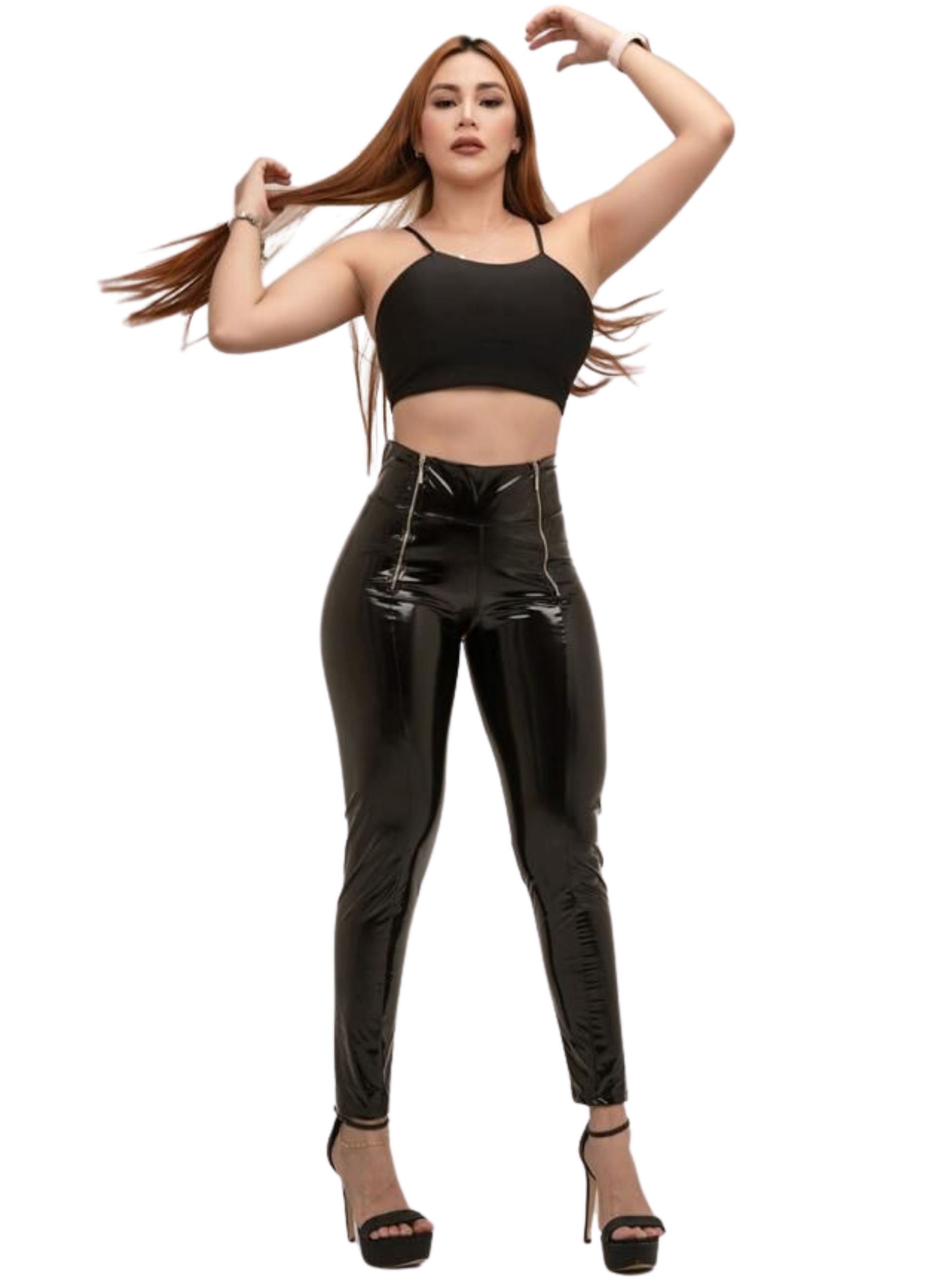 Jeans-style Latex Leggings With a Front Zipper, Made to Order