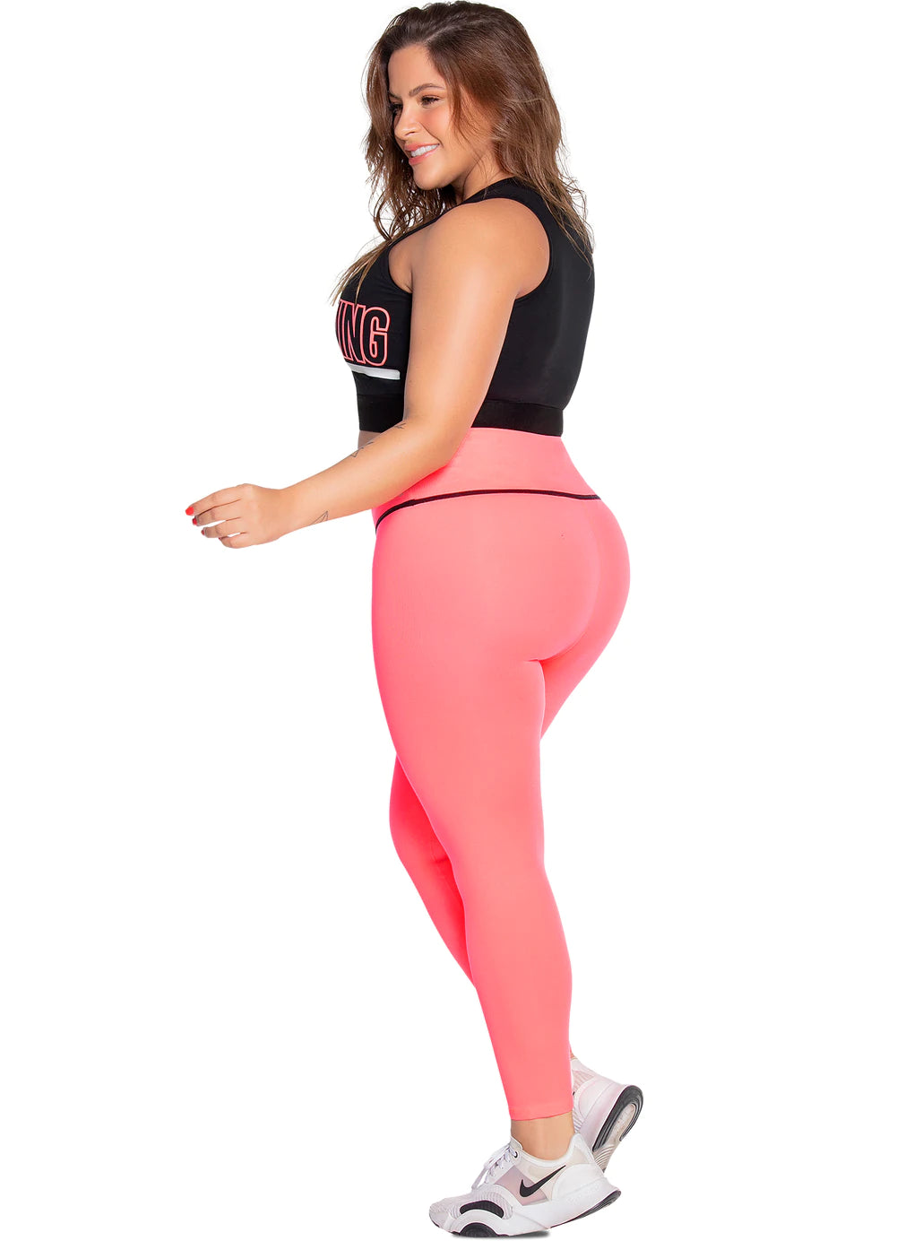 Curvy Leather Look Leggings with Wide Waistband