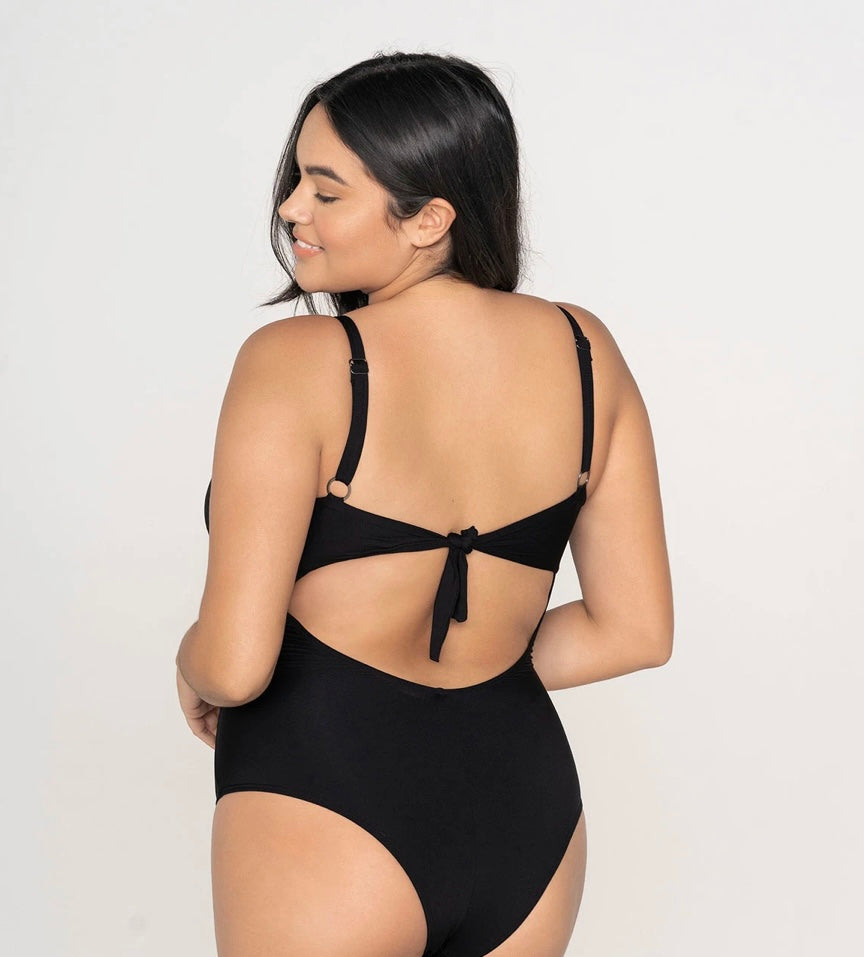 Geometric Tulle One-Piece Slimming Swimsuit