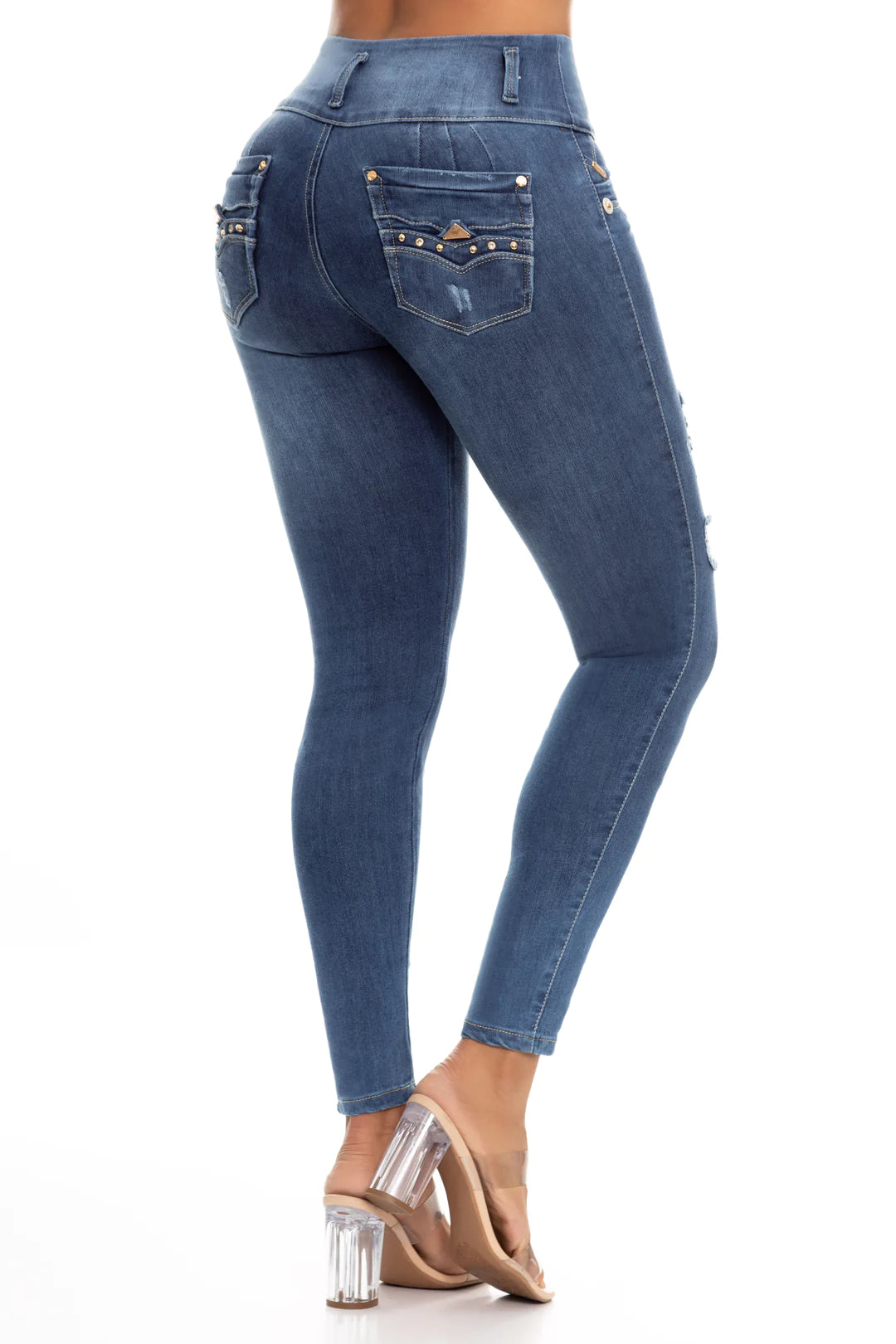 Distressed Push up High-Waisted Jean