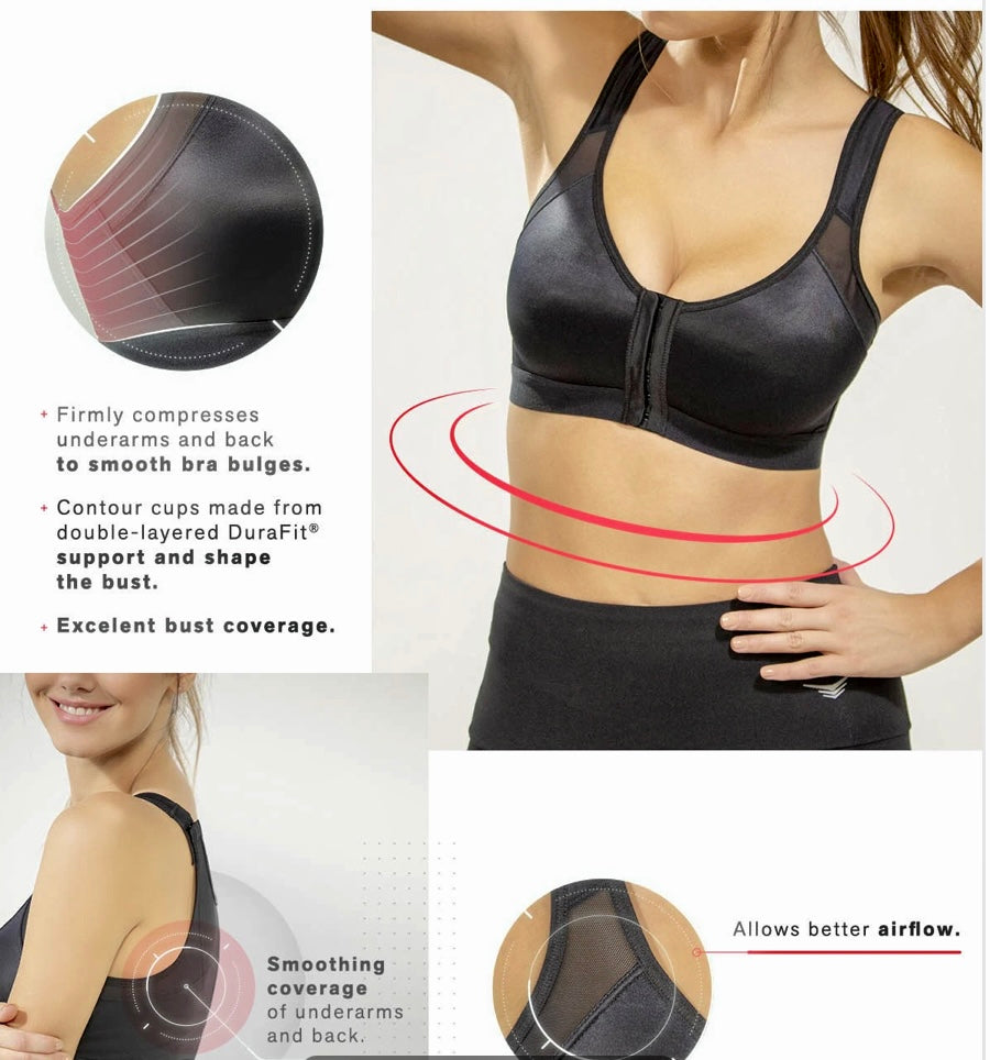 Leonisa Front Closure Posture Corrector Full Coverage Bra - Wireless Back  Support Bras for Women Beige